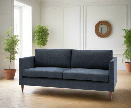 Charlesville 3 Seater Sofa, Charcoal Grey Fabric, Tapered Arms, Wooden Legs