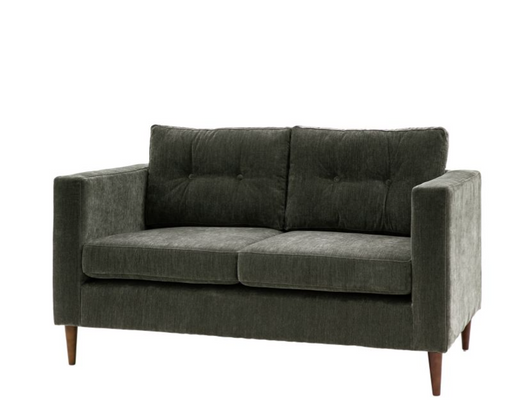 Devon 2 Seater Sofa, Forest Green Fabric, Tapered Wooden Feet, Due back In 02/05/2024