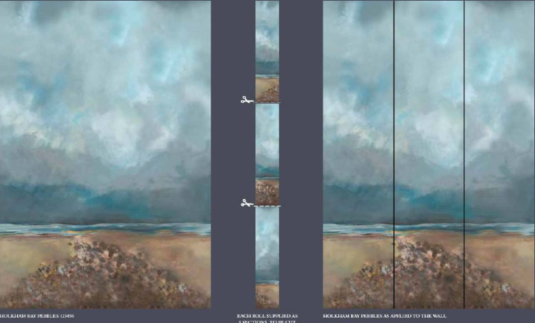 Zoffany Wallpaper - Kempshott - Holkham Bay Pebbles Daybreak - panels A + B + C - Daybreak