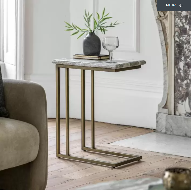 Burlington Grey & White Marble & Bronze Brass Furniture Collection