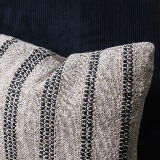 Olsen 40cm Cushion, Black Striped, White Cotton