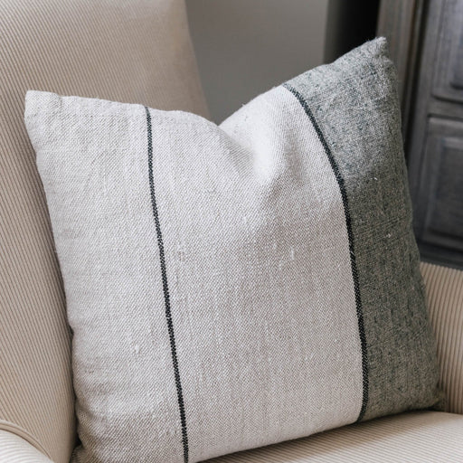 Walden 40cm Cushion, White, Striped Linen 