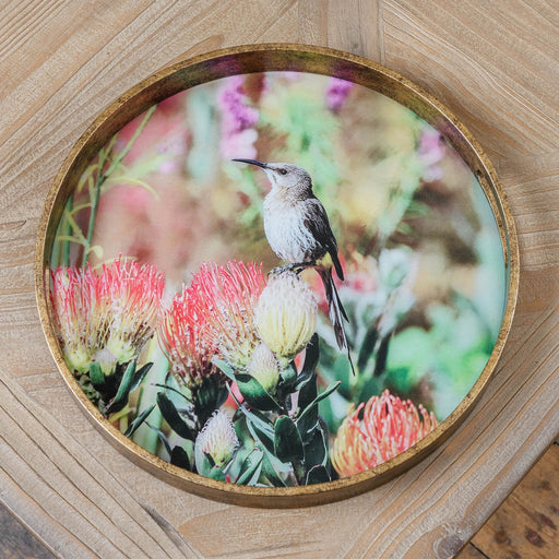 Kent Floral Bird Tray, Gold, Round