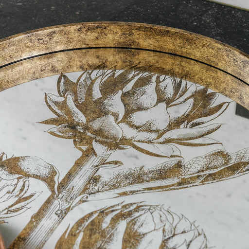 Kent Mirrored Artichoke Tray, Gold, Glass, Round