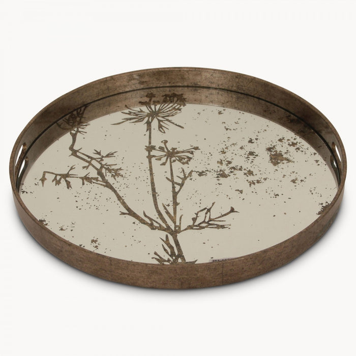 Kent Cow Parsley Tray, Gold, Mirrored, Round
