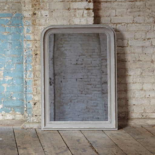 Langham Wall Mirror, Grey Paulownia Wood, Glass, Carlyle Beaded 
