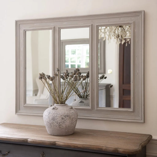 Langham Wall Mirror, Natural Paulownia Wood, Elise Panelled 