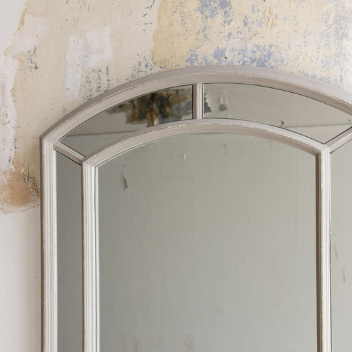 Langham Wall Mirror, Grey Paulownia Wood, Rounded 