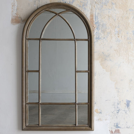 Langham Wall Mirror, Natural Paulownia Wood, Curved, Window Mirror
