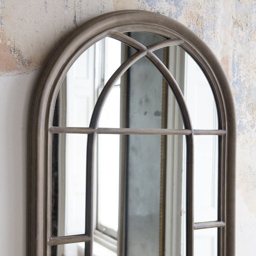 Langham Wall Mirror, Natural Paulownia Wood, Curved, Window Mirror