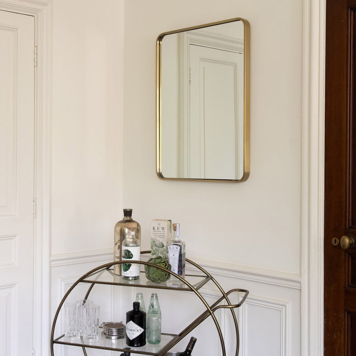 Langham Wall Mirror, Brass Stainless steel, Rectangular