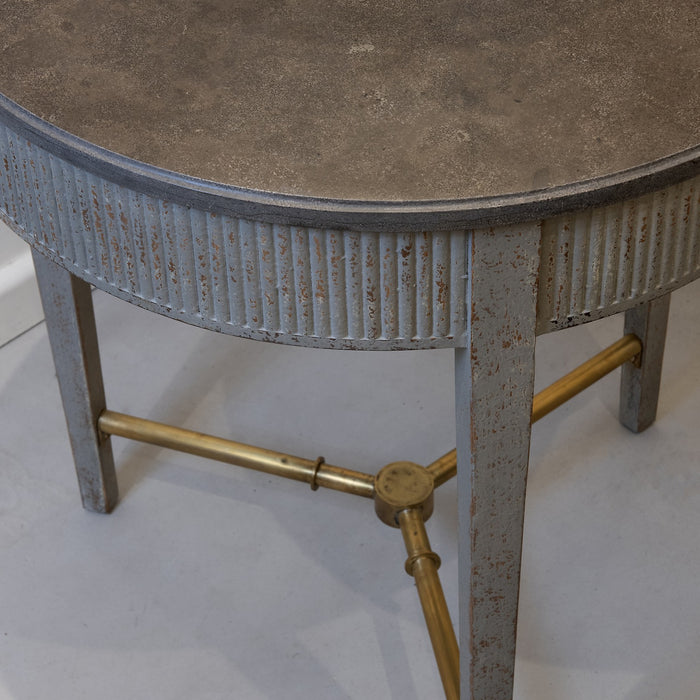 Hudson Side Table, Grey Wood, Round, Stone Top