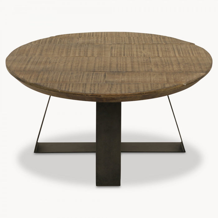 Hudson Large Side Table, Black Iron Legs, Oak Top