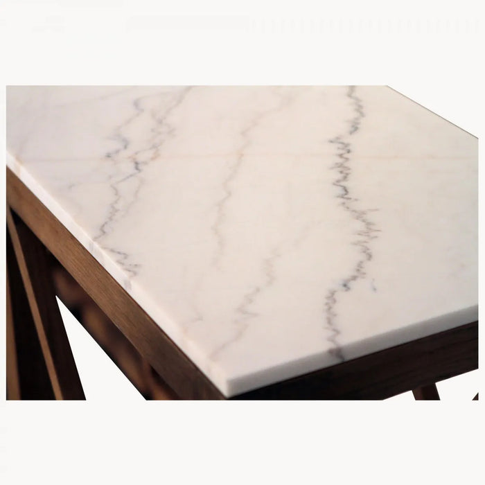Hudson Console Table, Oak, White Marble Top