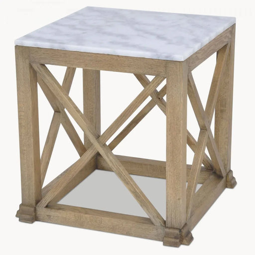 Hudson Side Table, Oak, Marble Top