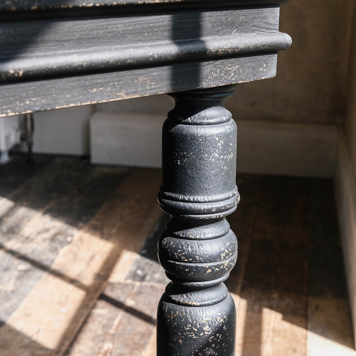 Hudson Console Table, Oak Top, Distressed Black