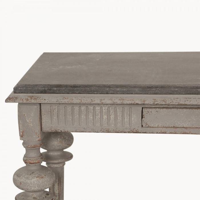 Hudson Console Table, Natural Poplar Wood, Stone Top
