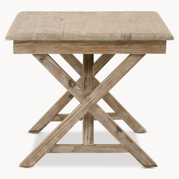 Hudson X-Cross Side Table, Natural Reclaimed Pine
