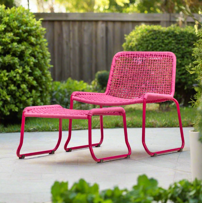 Sassano Lounge Chair with Footstool Pink