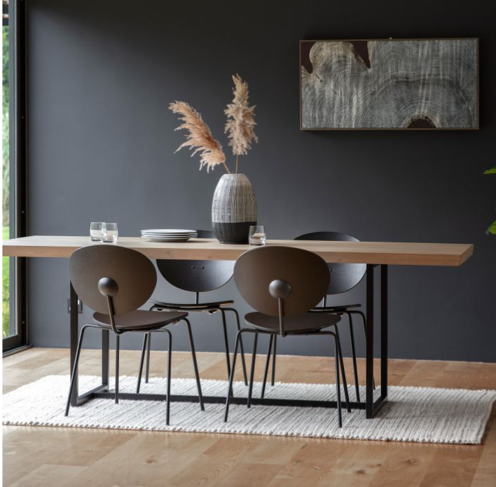 Boden Rectangle Dining Table, Natural Oak Top & Black Legs