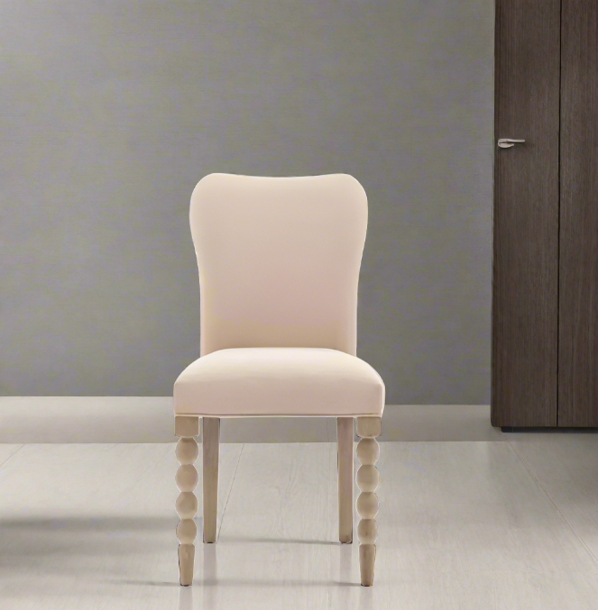 Arona Cream Fabric Dining Chair With Oak Legs - Set Of 2