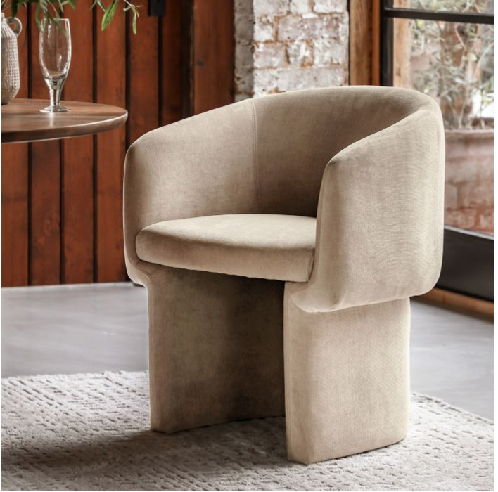 Finsbury Curved Tub Dining Chair In A Smooth Cream Fabric
