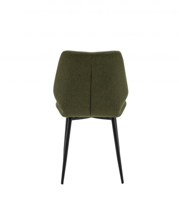 Willis Dining Chair In Bottle Green Fabric & Black Metal Legs - Set of 2