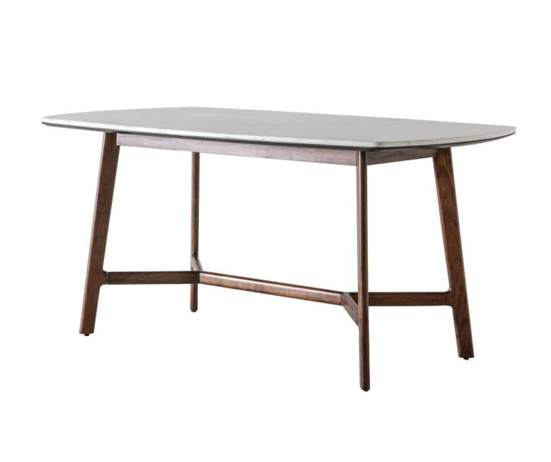 Akari Dining Table, Walnut, Solid White Marble