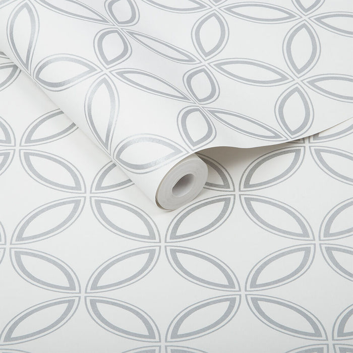 Graham & Brown Eternity White And Silver Wallpaper