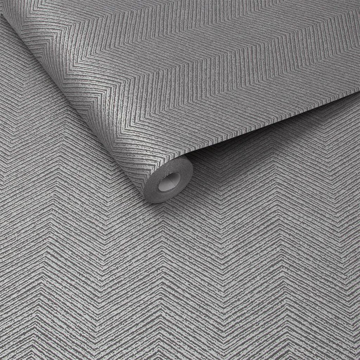 Graham & Brown Chevron Texture Silver Wallpaper