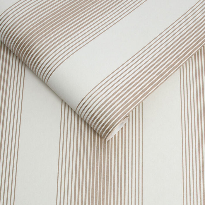 Graham & Brown Lagom Stripe White & Rose Gold Wallpaper