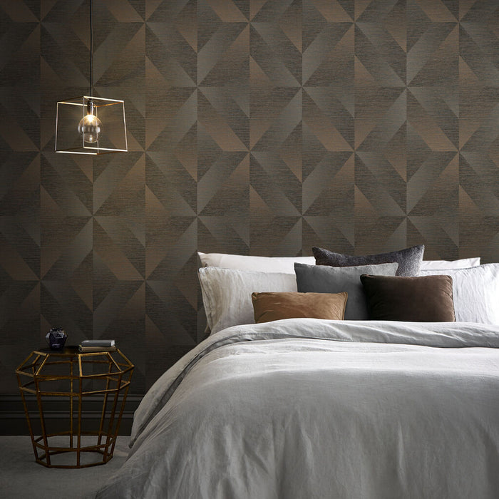 Teal & bronze metallic bamboo wallpaper - Feathr™ Wallpapers