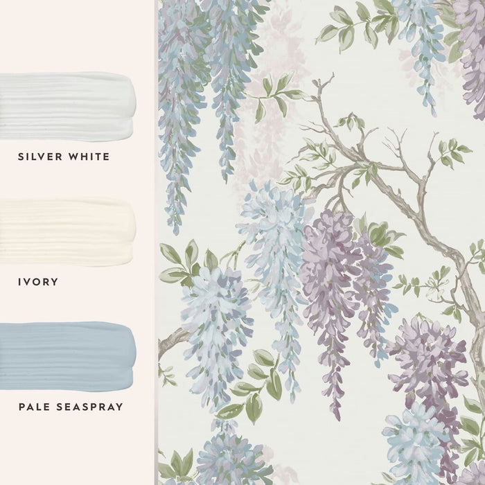 Laura Ashley Wisteria Garden Wallpaper - Pale Iris