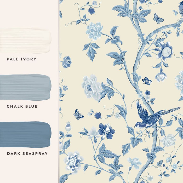 Laura Ashley Summer Palace Wallpaper - Royal Blue