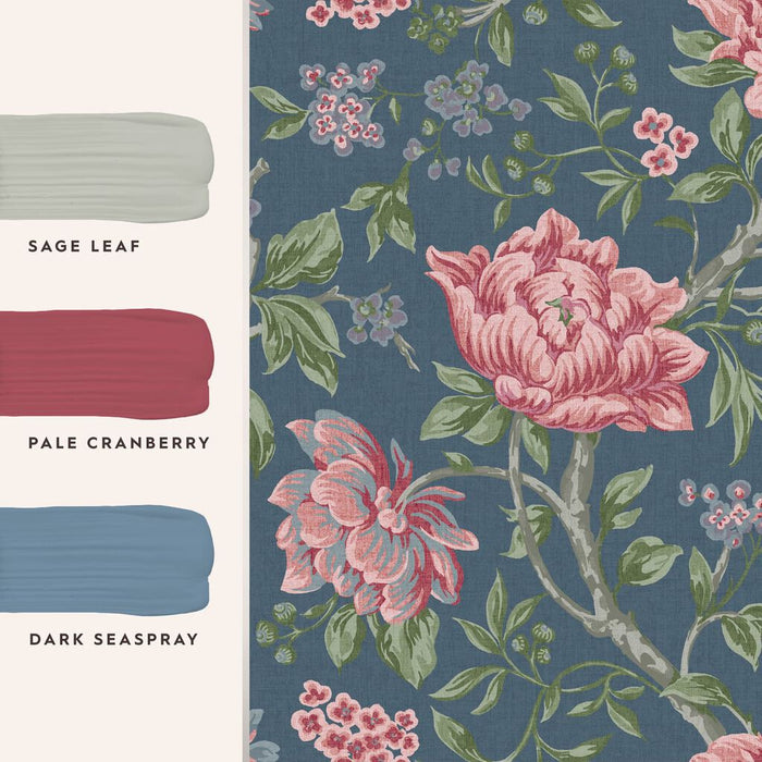 Laura Ashley Tapestry Floral Wallpaper - Dark Seaspray