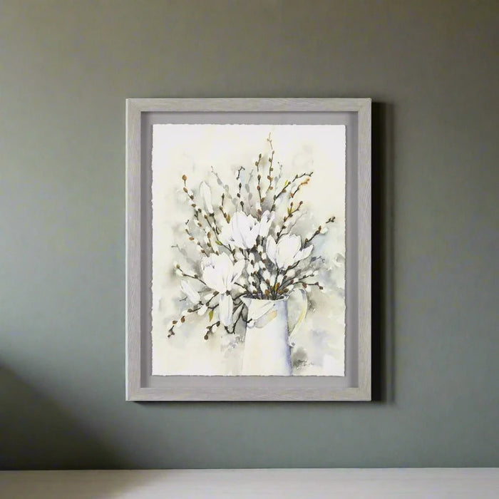 Laura Ashley Wall Art - Pussy Willow In Vase Framed Print