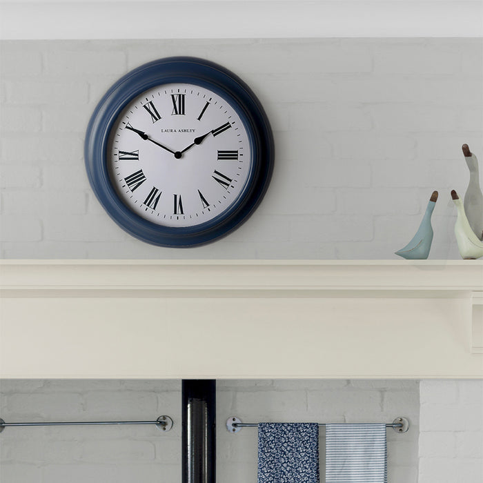 Laura Ashley Wall Clock - Brookvale, White, Seaspray Blue