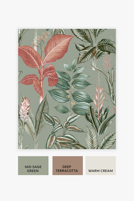 Next Wallpaper -  Rainforest Leaves Sage