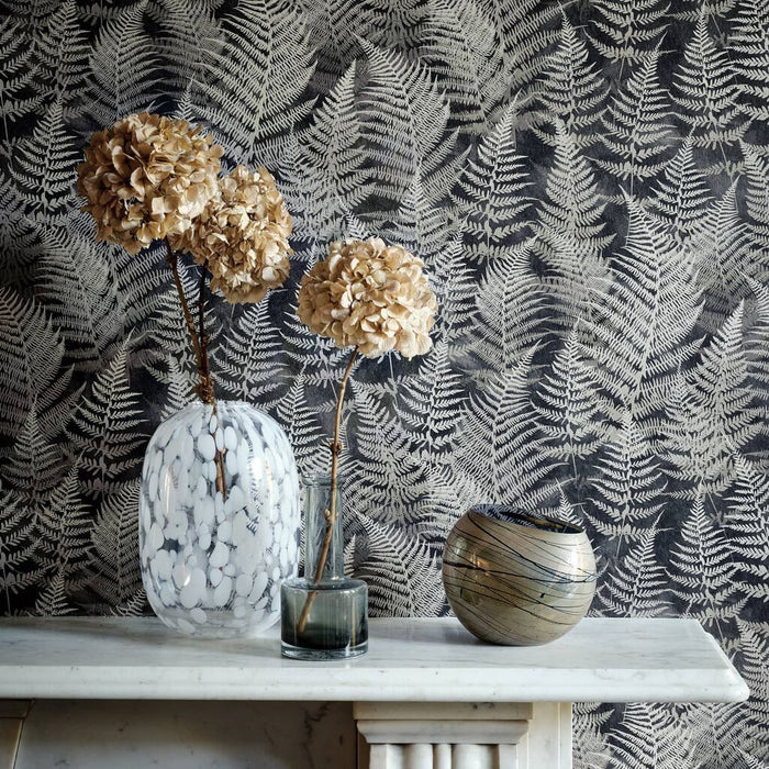 Clarissa Hulse Wallpaper - Woodland Fern Charcoal Wallpape r