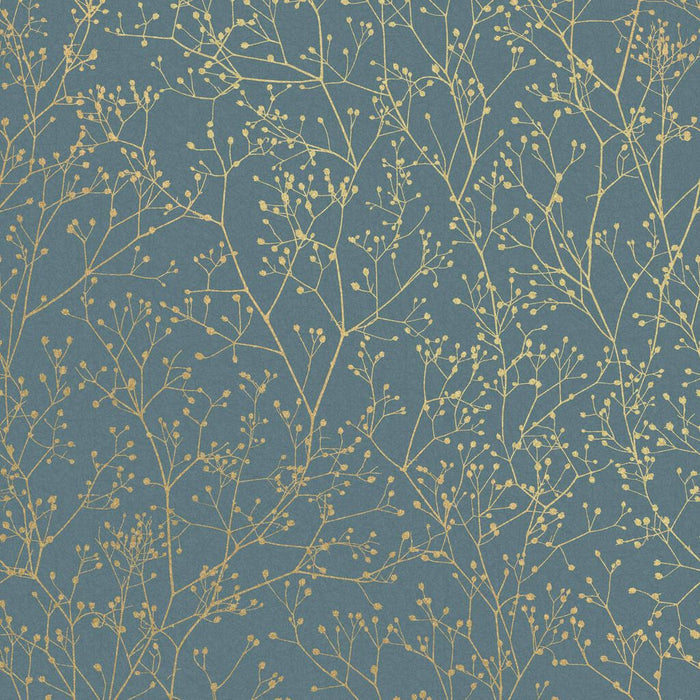 Clarissa Hulse Wallpaper - Gypsophila Airforce Blue & Soft Gold