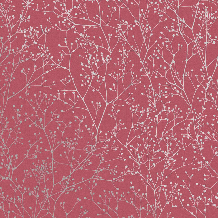 Clarissa Hulse Wallpaper - Gypsophila Raspberry & Silver