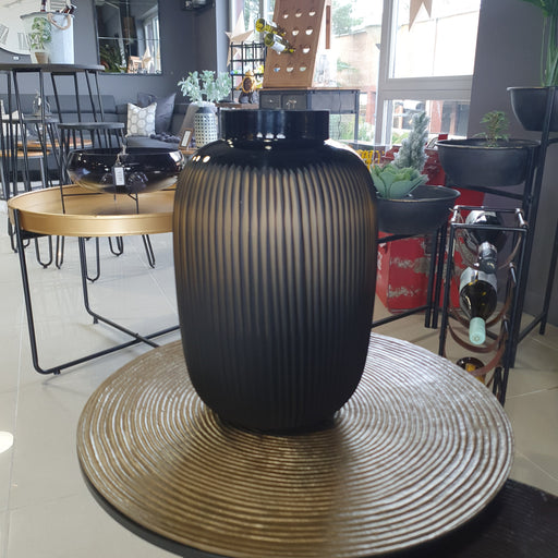 Glass Vase, Black, Beige, 34 x 20 cm
