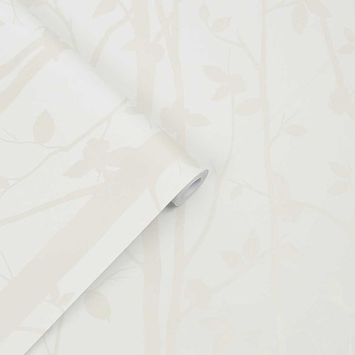 Laura Ashley Cottonwood Wallpaper - Pearlescent White