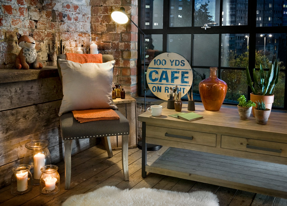 Manhattan Rustic Wood & Metal Coffee Table