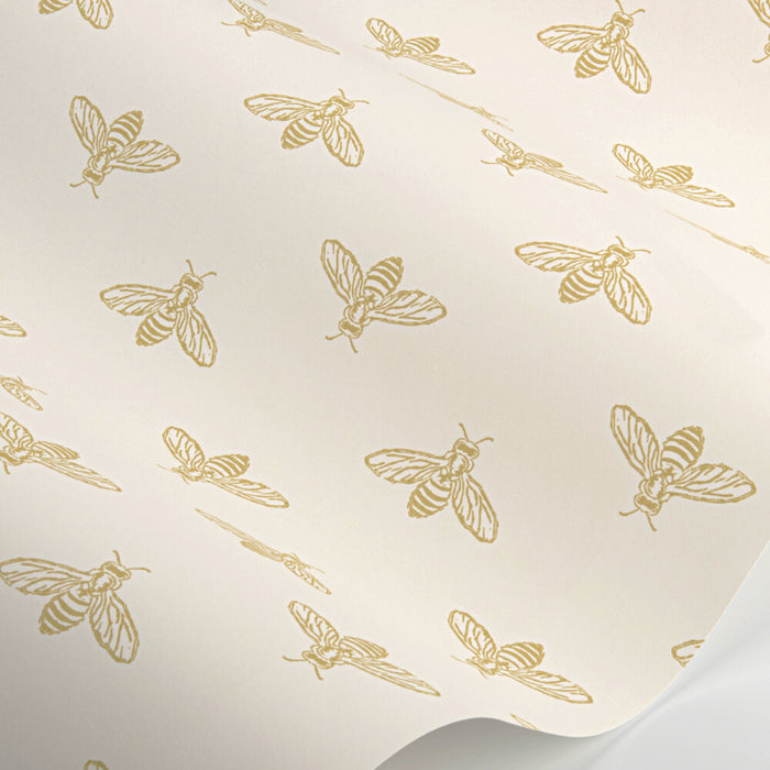 Wallpaper By Joules - Block Print Bee Antique Gold