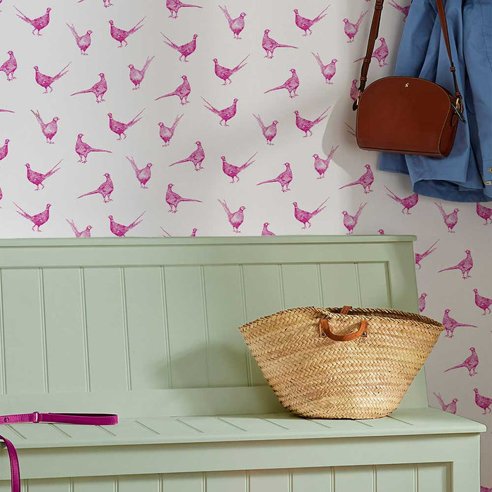 Wallpaper By Joules - Flirty Pheasants Pink