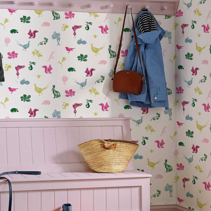 Etched Woodland Creme / Multicoloured Wallpaper - Joules