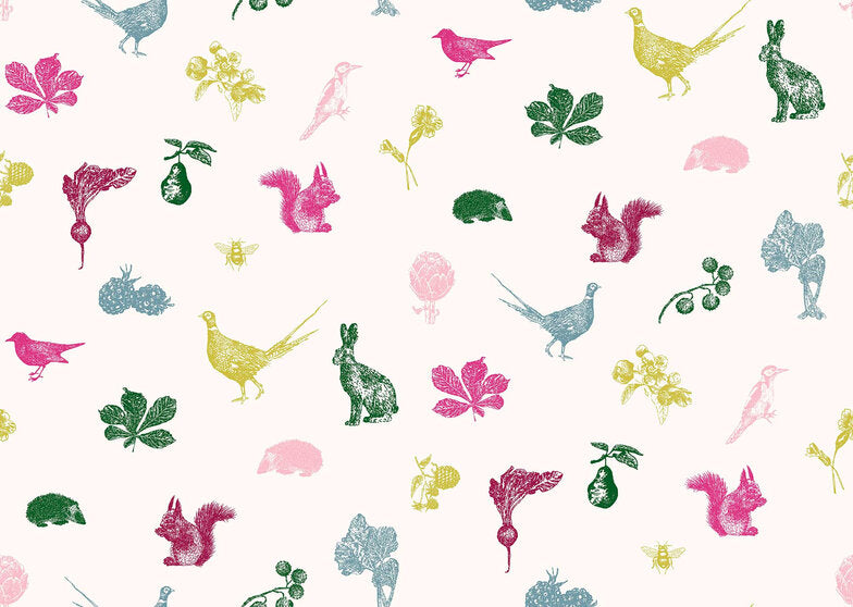 Etched Woodland Creme / Multicoloured Wallpaper - Joules