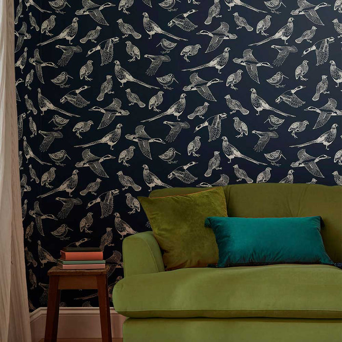 Wallpaper By Joules - Hunting Birds French Navy