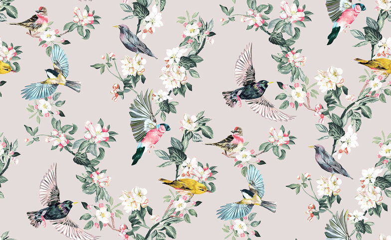 Wallpaper By Joules - Handford Garden Birds Antique Creme